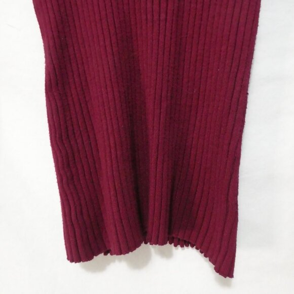 Unbranded | 12 pit to pit | Ribbed Burgundy Long Sleeve Mock Neck Sweater - Picture 7 of 14